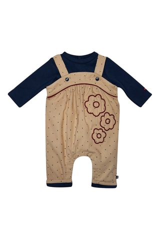 Salopette et t-shirt - Beige et bleu