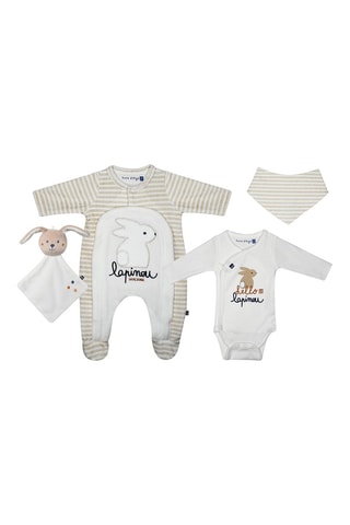Ensemble de naissance 4 pièces Ion - Beige et blanc