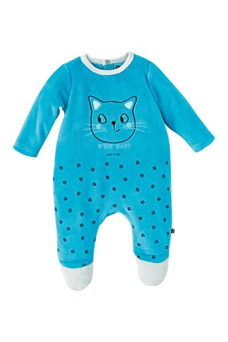 Grenouillère en velours Dominique - Bleu