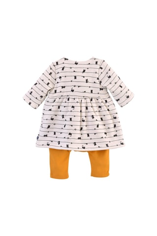 Combinaison trompe-l'œil - Écru et moutarde