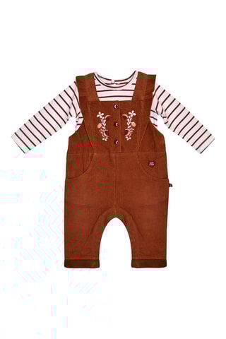 Salopette et t-shirt - Blanc et marron