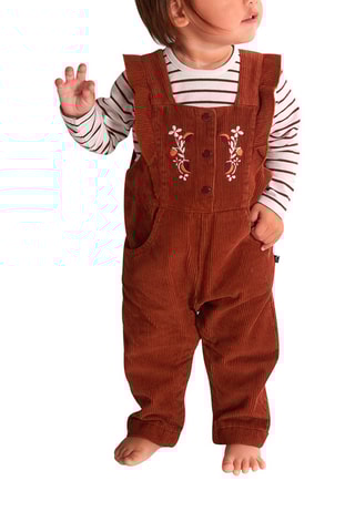 Salopette et t-shirt - Blanc et marron