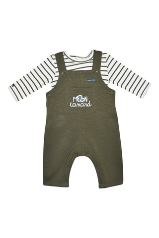 T-shirt et salopette - Kaki et blanc - Kaki