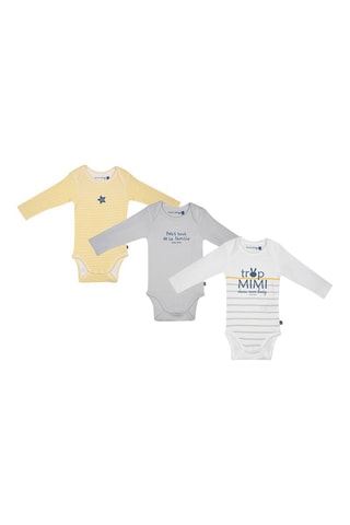 3 bodys Jacques - Gris et jaune - Jaune et gris