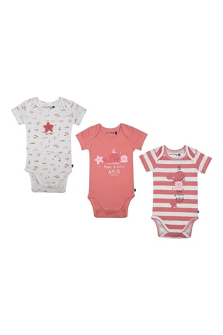 3 bodys Laurelia - Blanc et rose