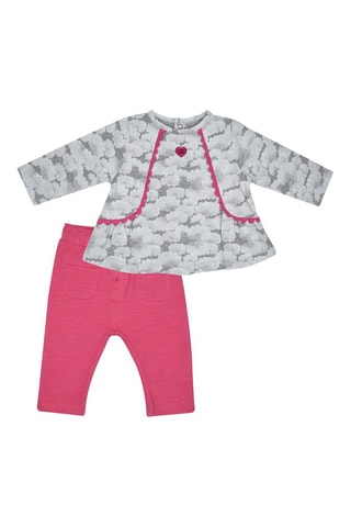 T-shirt et pantalon - Gris et rose - Gris