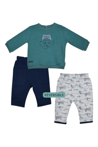 Sweat et pantalon réversible - Vert et bleu marine - Vert