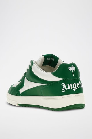 Basket en cuir - Blanc et vert foncé