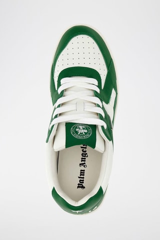 Basket en cuir - Blanc et vert foncé