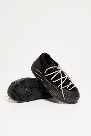 Baskets plateformes fourrées en cuir - Noir