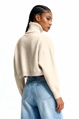 Pull court en laine vierge et alpaga - Ecru