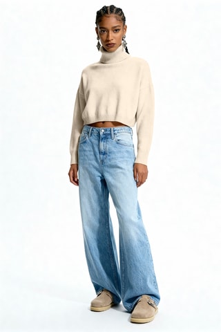 Pull court en laine vierge et alpaga - Ecru