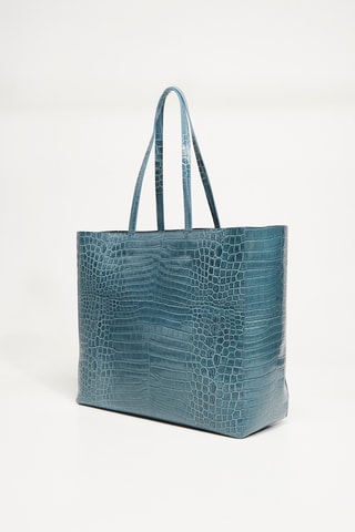 Sac porté épaule en cuir - Bleu pétrole