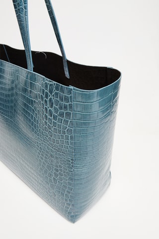 Sac porté épaule en cuir - Bleu pétrole