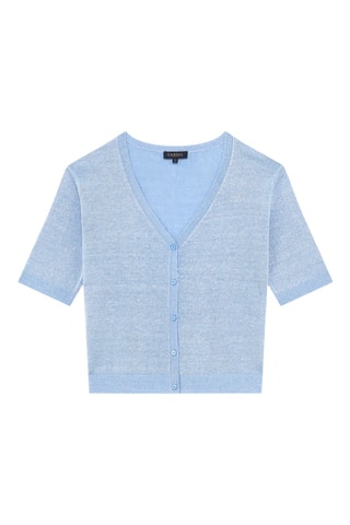 Cardigan in lino Milly - Blu-grigio melange