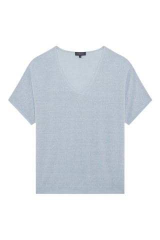 Top in lino Milanel - Celeste