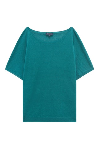 Top in lino Mila - Verde smeraldo