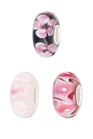 3 contas Prata e vidro de Murano