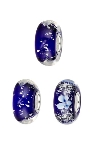 3 contas Prata e vidro de Murano