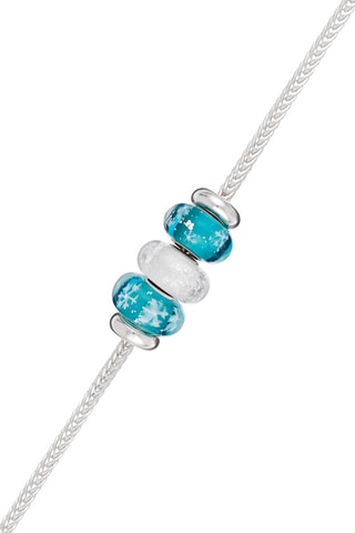 Pulseira, 2 beads de bloqueio e 3 beads - Prata e vidro de Murano