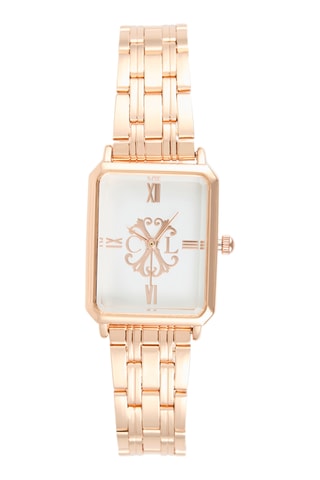 Reloj de cuarzo de metal aleado - Rosa dorado y blanco