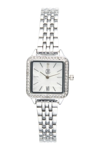 Reloj de cuarzo de metal aleado - Plateado y blanco