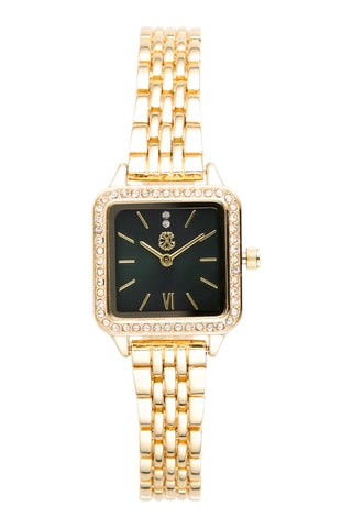 Reloj de cuarzo de metal aleado - Dorado y verde oscuro