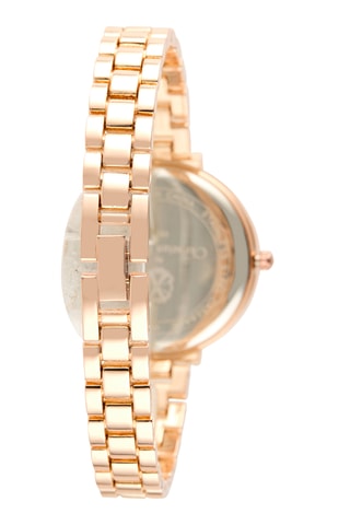 Reloj de cuarzo de metal aleado - Rosa dorado y negro