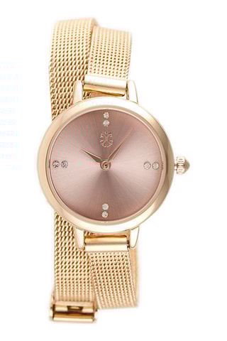 Reloj de cuarzo de metal aleado - Dorado y rosa