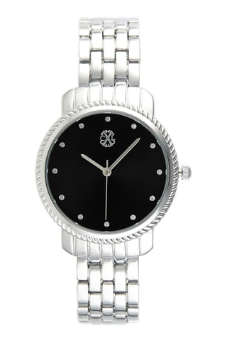 Reloj de cuarzo de metal aleado - Plateado y negro