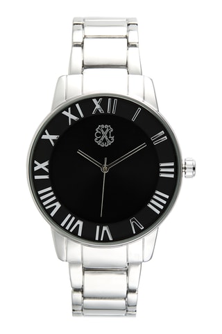 Reloj de cuarzo de metal - Plateado y negro