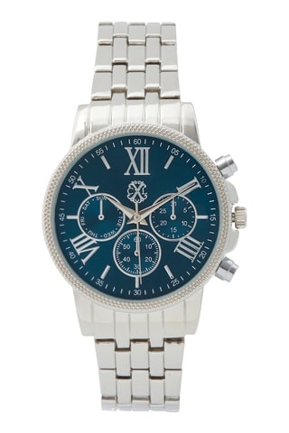 Reloj de cuarzo de aleación - Subesfera de segundos - Plateado y azul