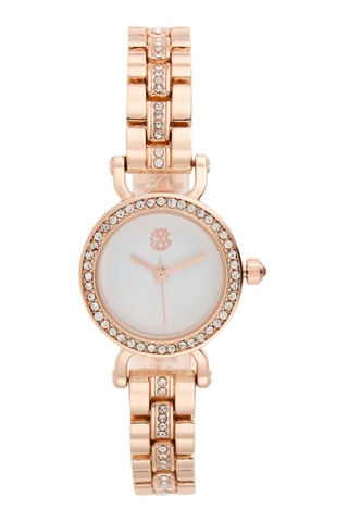 Reloj de cuarzo de metal aleado - Rosa dorado y blanco