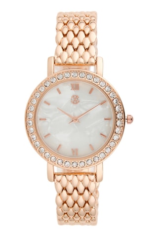 Reloj de cuarzo de metal aleado - Rosa dorado