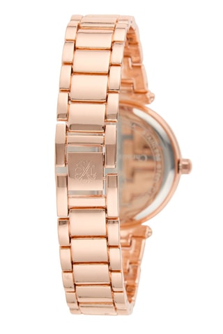 Reloj de cuarzo de metal aleado - Rosa dorado y negro