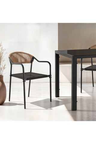 4 chaises de jardin en osier et textilène  Nazare