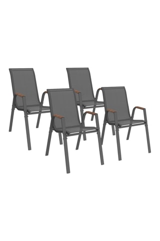 4 chaises de jardin en textilène et rotin Ozéa