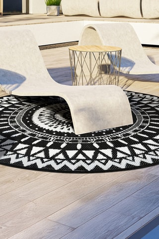 Tapis d'extérieur rond - Noir - 150 cm