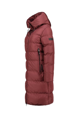 Lange Gewatteerde Jas Aprileak  - Bordeauxrood