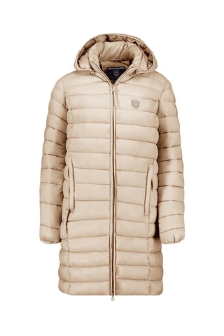 Lange Gewatteerde Jas met Capuchon Akitaleak  - Beige