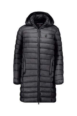 Lange Gewatteerde Jas met Capuchon Akitaleak  - Zwart