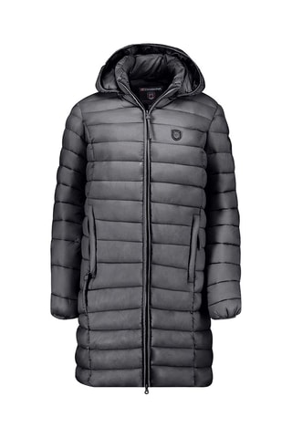 Lange Gewatteerde Jas met Capuchon Akitaleak  - Donkergrijs