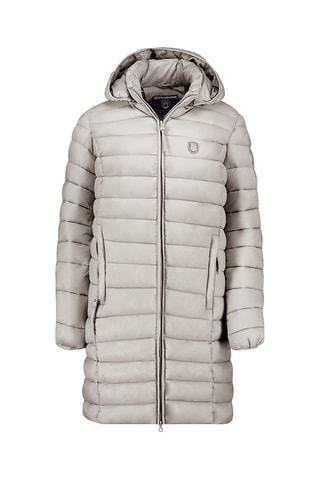 Lange Gewatteerde Jas met Capuchon Akitaleak  - Lichtgrijs