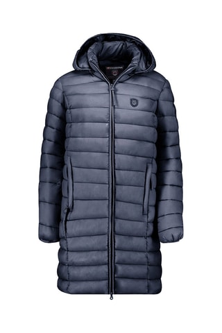 Lange Gewatteerde Jas met Capuchon Akitaleak  - Marineblauw