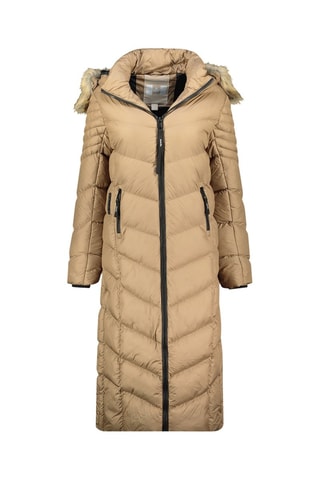 Lange Gewatteerde Jas Capucineak  - Taupe