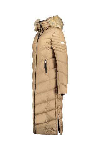 Lange Gewatteerde Jas Capucineak  - Taupe