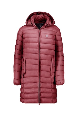 Lange Gewatteerde Jas met Capuchon Akitaleak  - Bordeauxrood