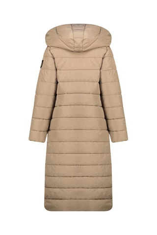 Lange Gewatteerde Jas met Capuchon Constanceak  - Taupe