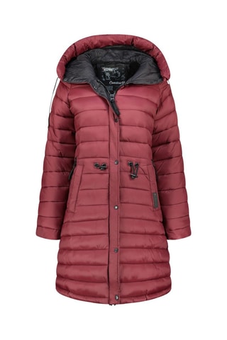 Lange Gewatteerde Jas Batigeak  - Bordeauxrood en zwart