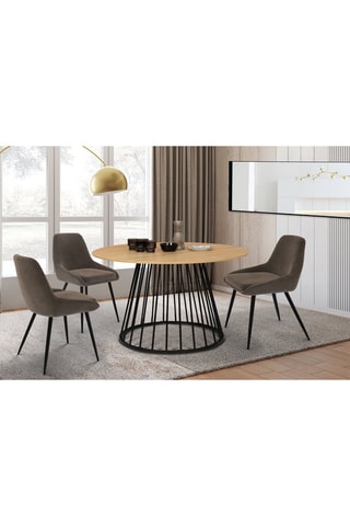 Mesa de comedor Adelle - Imitación madera y negro